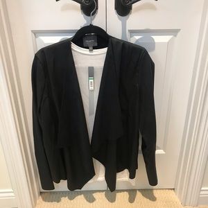 Limited leatherette black open blazer